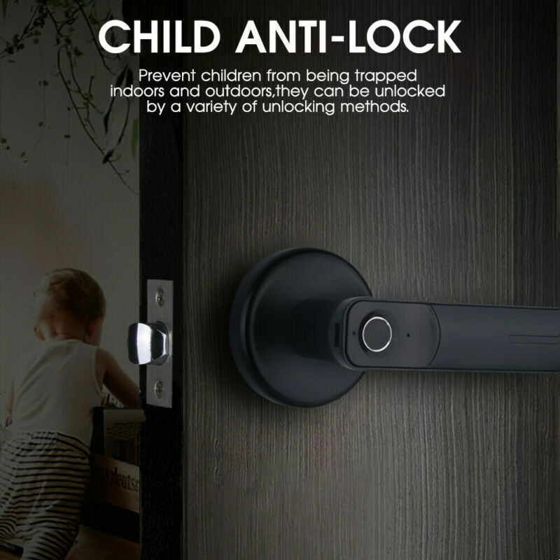 Security Electronic Smart Door Lock Handle Fingerprint Biometric Password+ 2Keys