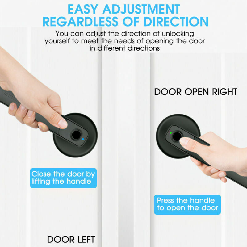 Security Electronic Smart Door Lock Handle Fingerprint Biometric Password+ 2Keys