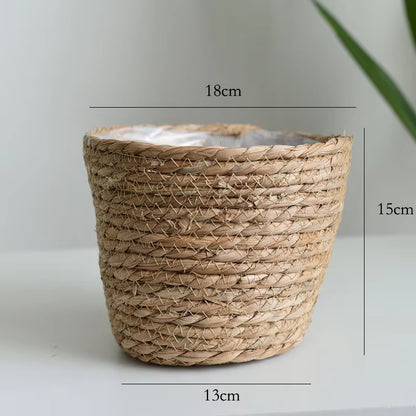 Straw Weaving Flower Plant Pot Basket Grass Planter Basket Indoor Outdoor Flower Pot Cover Plant Containers for Plantable Plants