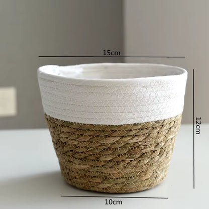 Straw Weaving Flower Plant Pot Basket Grass Planter Basket Indoor Outdoor Flower Pot Cover Plant Containers for Plantable Plants