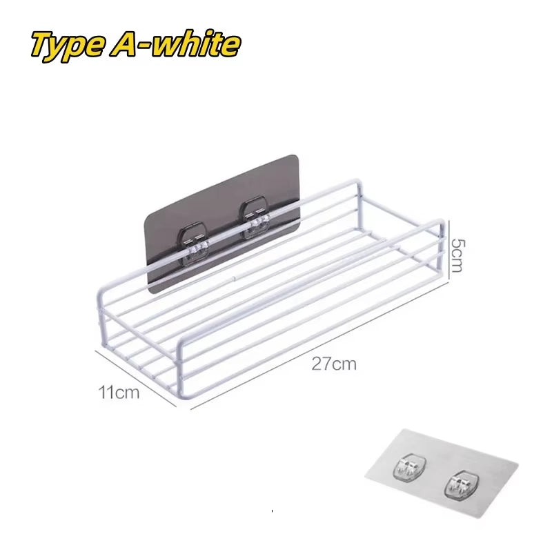 New Kitchen Shelf Drill-Free Metal Shelf Wall Mounted Spice Organizer Kitchen Multifunctional Corner Shelf Kitchen Accessories