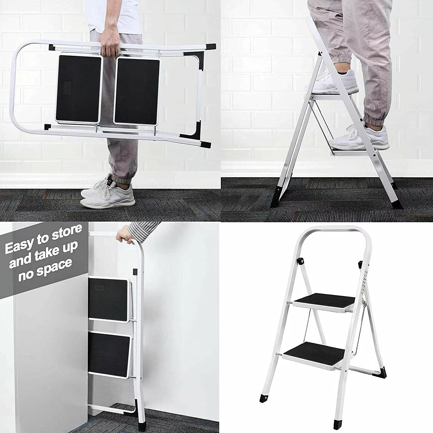 Safety Folding Step Stool 2-4 Step Ladder Portable Foldable Stepladder anti Slip Feet for Indoor Outdoor Home Office