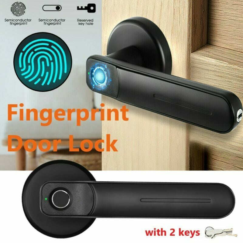 Security Electronic Smart Door Lock Handle Fingerprint Biometric Password+ 2Keys