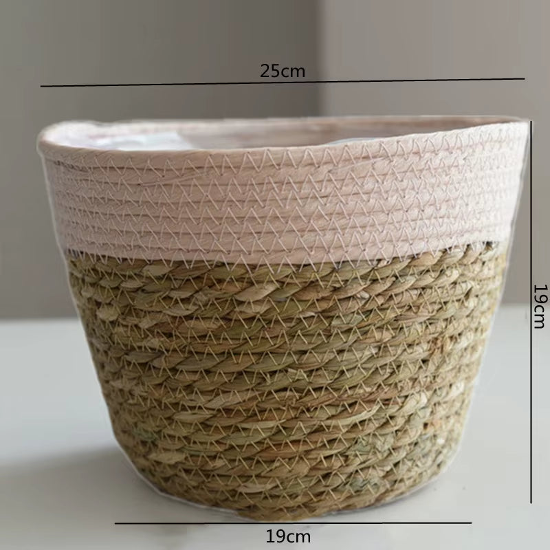 Straw Weaving Flower Plant Pot Basket Grass Planter Basket Indoor Outdoor Flower Pot Cover Plant Containers for Plantable Plants