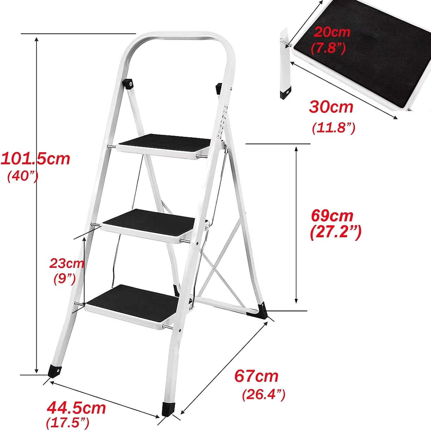 Safety Folding Step Stool 2-4 Step Ladder Portable Foldable Stepladder anti Slip Feet for Indoor Outdoor Home Office