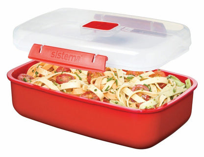 Sistema 1.25L Rectangle Microwave Container Tiffin Lunch Box Food Storage