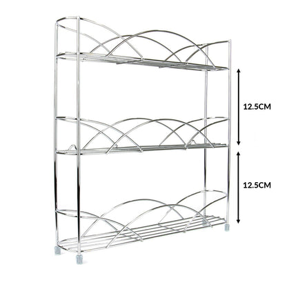 Herb Spice Rack 3 Tier Chrome Storage Organiser Upto 18 Jars Modern Design | M&W