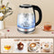 Electric Kettle Keep Warm, 1.8L Glass Tea Kettle, Hot Water Boiler with LED Light, Auto Shut-Off & Boil Dry Protection, Stainless Steel